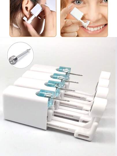 1-24 Stücke wegwerfbare sterile Ohrpiercing-Sets, Knorpel-Tragus-Helix-Piercing-Pistole, Schmerzfreier Piercing-Werkzeugsatz mit Stecker-Schmuck