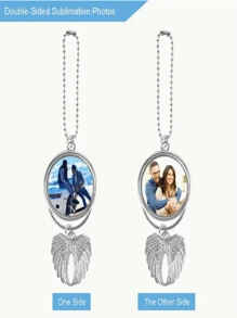 10-Pack Alloy Angel Wings Car Hanging Ornaments - Joiit Uncharged Sublimation Pendant Blanks, Heat Transfer Keychain Tags For Personalized Memorial Gifts