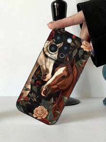 1 件 TPU 磨砂手机壳，带玫瑰和马图案，适用于 Apple 7 7P X XS XR XSMAX XR 11 12 13 14 15 16 系列、A05 A05S A52 A53 A13 A14 A04S A35....系列 S22U S23U S24U 系列、Redmi Note 系列、Oppo A 系列、Reno 系列和 Infinix 系列智能手机 - 彩色 - 查看 4