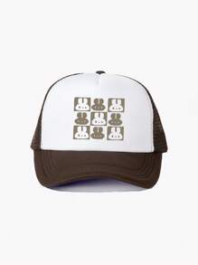 1 pieza Gorra de béisbol de malla con estampado de conejito de Pascua para hombres, ajustable, para uso en exteriores, protección solar, adecuada para viajes de primavera/otoño, playa, jóvenes, estilo Y2K, gorra de camionero de red