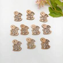 10pcs, Complex Easter Wooden Bunny Decorations,Natural Cutout Design, Perfect For Garden & Home Decoration, Multi-Purpose Letter Animal Theme, No Power Required, Bunny Accessories Gifts Birthday Graduation