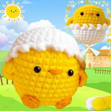 DIY Chick With Shell Crochet Kit For Beginners, Amigurumi Stuffed Animals - Gift Animal Crochet Starter Kit All-In-One Complete Crochet Kit Learn To Crochet Sets - Yellow - View 6