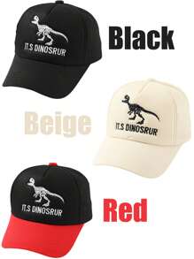 1 pièce Casquette de baseball pour tout-petits de 3 à 8 ans, chapeau de soleil pour bébé, design de broderie de dinosaure et de lettres, réglable, pour garçons et filles