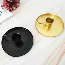 1pc Elegant Iron Candle Holder - Floor Standing, Creative Gold And Black Metal Decorative Candle Holder, Suitable For Easter, Weddings And Everyday Use, To Create A Warm Home Atmosphere
