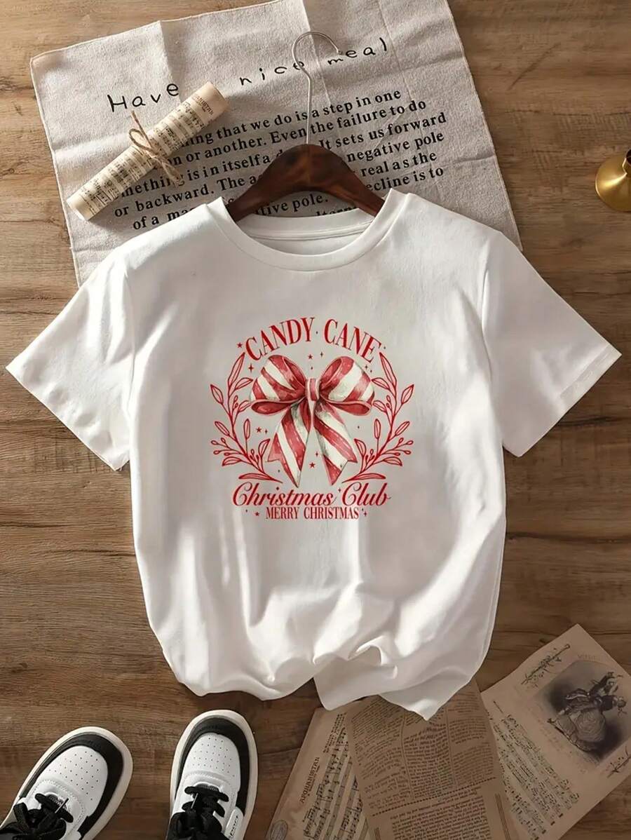 Summer And Spring Graphic Print T-Shirts, Short Sleeve Crew Neck Casual Tops, Women's Tops