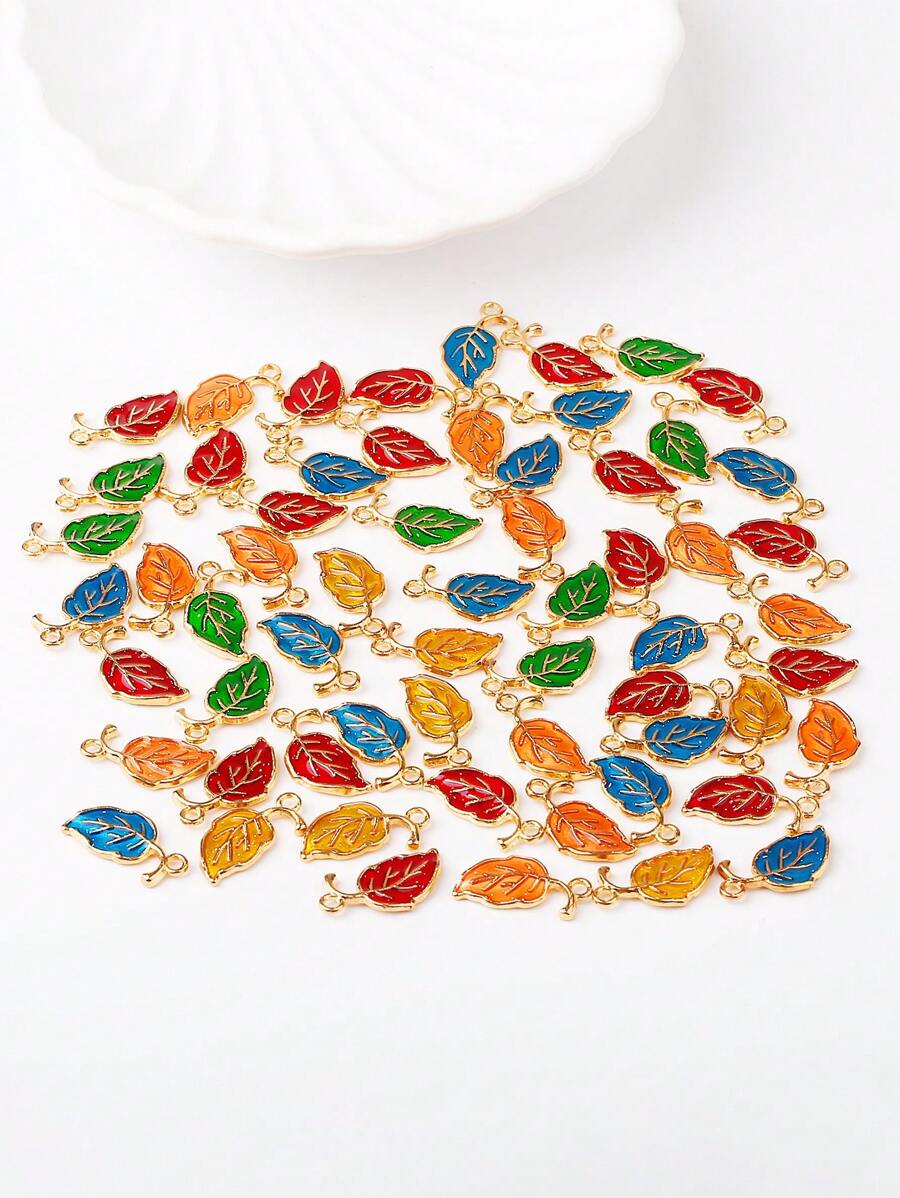 10 件/包随机颜色叶子形状 DIY 珠宝吊坠配件 - 樹葉 - 查看 1