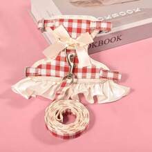 Pet Harness And Leash Set, Suitable For All Seasons, Soft Mesh Comfortable Breathable High-End Fashion Personalized Adjustable Cat Harness Cat Leash, Small Pet Vest-Style No-Leash Neck Dog Leash, Suitable For Cats And Small Dogs To Go Out For A Walk.