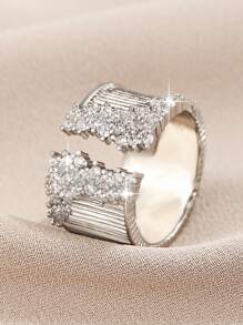 1 件奢华金色宽开口戒指，带 CZ 宝石，适合女士派对婚礼情人节礼物珠宝皇家圣诞节