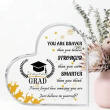 1pc Acrylic Graduation Gift Decoration With Grid Pattern, Perfect Gift For College Graduates, Best Friends And Classmates,Christmas