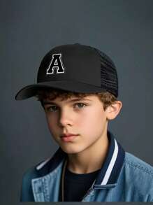 1pc Kid's 26-Letter Baseball Hat, Fashionable And Versatile Mesh Breathable Sun Hat, Suitable For Daily Outings In Spring And Summer, Suitable For Use As A Gift