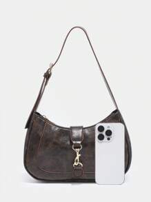 Novachic,1pc Retro Minimalist Hook Decor Adjustable Shoulder Strap Crescent Shape Bag, Suitable For Date, Outing, Party, Vintage Bag For Women