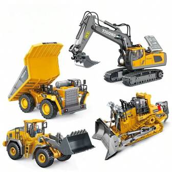 Remote Control Excavator Toy For Kids -2.4Ghz RC Construction Vehicle Truck Toy With Alloy Metal Cap, Light&Sound, And Rechargeable Battery - Perfect Gift For Christmas, Halloween, Thanksgiving(Some Parts Are Sent Random)