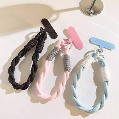 1 件纯色编织绳扭链吊坠钥匙扣腕带，DIY 手工相机挂绳，免费手机饰品礼物，适合母亲、家人、朋友、生日、节日手机链