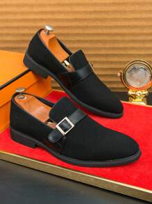 Casual Men's Pointed Toe Slip-On Loafers, Summer Korean Fashion Designer Style Low-Top Leather Shoes - Black - View 3