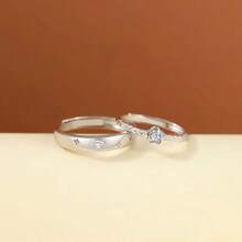 1 对浪漫王子玫瑰情侣戒指，可调节开口设计戒指，适合日常佩戴和送给爱人的礼物