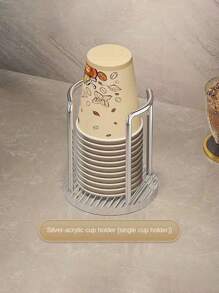 1 件优雅一体式亚克力杯架，适用于家庭、咖啡厅、办公室和酒店，整齐存放一次性杯子的理想解决方案，办公桌杯架，床上杯架，办公桌杯架家居浴室装饰夏季返校 - 彩色 - 查看 13