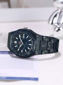 1pc Blue Men's Wrist Watch With Calendar, Luminous, Fashion Casual Sports Style, Suitable For Daily Decoration And Gift