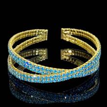 1pc Luxurious Intersected Synthetic Zirconia Bracelet, High-End Accessory Suitable For Gift, Daily Wear, Party, Wedding Occasions - Silver-red - View 21