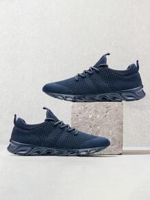 男士网面透气运动鞋，系带平底鞋，训练鞋，网球鞋，步行鞋，舒适轻便，深蓝色，非常适合搭配休闲牛仔裤和运动装。 - 藏蓝色 - 查看 6