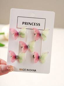 5pcs/20pcs Kids Colorful Cute Butterfly Hair Clips, Premium Rhinestone Mesh Hair Accessories, Suitable For Girls Daily Use