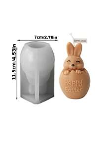 3D Cute Eggshell Rabbit Candle Silicone Mold Cartoon Creative Animal Aromatherapy Gypsum Handmade Soap Mold Resin Pinching Mold DIY Easter Gift Home Decoration Ornament