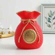 1pc Chinese Style Wheat Ear Lucky Bag Vase, Living Room Decor, Wealth-Attracting Money Bag Vase Ornament, Resin Home Party Decoration Gifts Birthday Graduation