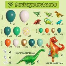 Bộ trang trí cổng bóng bay chủ đề khủng long 153 món, bao gồm bóng bay cao su màu xanh lá cây, xanh dương và 8 bóng bay hình khủng long bằng giấy bạc, phông nền trang trí tiệc có nhiều kích cỡ (Lưu ý: Bóng bay và phông nền được bán riêng), thích hợp cho tiệc sinh nhật, tiệc mừng em bé, trang trí tiệc chủ đề khủng long rừng rậm. - Nhiều màu - Xem 3