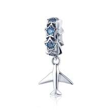 1 pièce Pendentif avion en argent sterling 925, convient pour bracelet chaîne serpent DIY, élégant bijou de perles - Argent - Voir 13