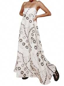 Vestido Largo Bohemio De Verano Con Estampado Floral Vestido Sexy De Cintura Alta Sin Mangas Y Cuello En V Para Playa Y Citas