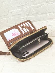 Women Long Wallet Fashion Mini Handbag Phone Purse Exquisite Patchwork Contrast Animal Print Texture PU Leather Multi-Function Zipper Phone Wallet Large Capacity Card Holder Pouch Wallet Purse Wallet