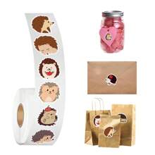 Rollo de 500 pegatinas lindas de erizo | Pegatinas estéticas de vinilo para scrapbooking, diarios, portátiles, parachoques, monopatines, botellas de agua, computadoras, teléfonos, dibujos animados, cascos, automóviles