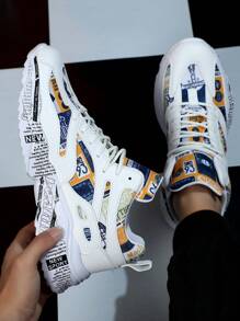 Men's New Soft Sole Low-Top Canvas Breathable Round Toe Lace-Up Casual Fashion Sneakers, Patchwork Color Block Design, Versatile For Teen/Youth Casual, Outdoor, Athletic, Travel, Graduation Gifts, Birthday Dress Accessories