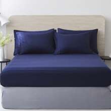 5/7 Piece Solid Color Bed Comforter Set Queen, Creative Geometric Pattern Design, Soft And Comfortable Summer Bedding Set.Bed In A Bag For All Seasons, Includes Comforter, Flat Sheet, Fitted Sheet, Pillowcases,  Ideal Gift. - Màu xanh lam - Xem 8