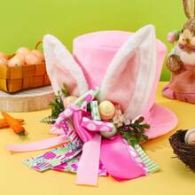 Easter Tree Topper Hat With Bunny Ears Cute Plush Top Hat Treetop Decoration Holiday Ornament For Home - Colorful - Easter Egg Random Colors - View 5