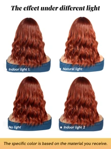 Stylish 16-Inch Red Mid-Long Curly Hair Synthetic Heat-Resistant Fiber Wig With Bangs Ladies Wig Is Perfect For Holiday Party Everyday Wear - Red - View 10