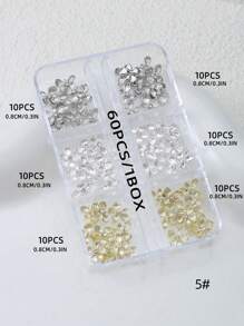 Y2K 指甲饰物 1 盒（60 件）3D 合金 DIY 礼物，适合女孩美甲宝石美甲用品，适用于多种配饰装饰指甲手机壳鞋子衣服包包工艺品 - 彩色 - 查看 5