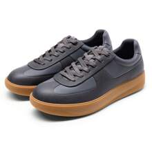 Men's Classic Textured Lace-Up Fashion Sneakers With Cushioned Support  Business Casual Shoes - Grey - View 9
