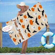 [1pc] Customized Ghost Print Beach Towel, Super Absorbent Quick Dry Swimming Towel, Ideal For Beach, Swimming, Outdoor Camping Travel, Essential Beach Gear Summer,Holiday