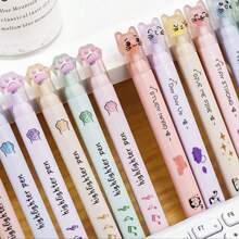 6pcs, Cat's Paw Highlighter, Student Cute Marking Pen, Marking Pen Color Marker, Classroom Small Gift, Handbook Watercolor Pen, Suitable For Daily Study And Work Writing Marker