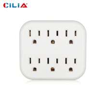 CILIA 白色电源板，带 6 个交流电源插座。110V-130V，壁式电源插座，方便携带，适用于家庭、办公室