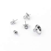30 pezzi Cappucci di perle in acciaio inossidabile, fermagli, ganci, perline con foro superiore, tappi, accessori per la creazione di gioielli fai-da-te, charms e connettori - Argento - Visualizzare 8