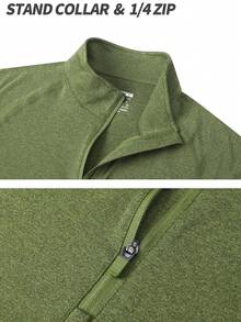 Men's UPF 50+ 1/4 Zip Pullover Shirts Outdoor Sun Protection Long Sleeve T-Shirts Lightweight Athletic Workout Tops - Army Green - View 5