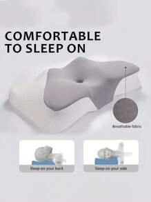 1 PIEZA Almohada ortopédica con forma de mariposa de espuma viscoelástica - Soporte ergonómico para la columna cervical, rebote lento, almohada para el cuello para dormir, apta para dormir de lado y boca arriba, promueve el posicionamiento correcto de la columna, baja alergénica, funda de almohada lavable a máquina