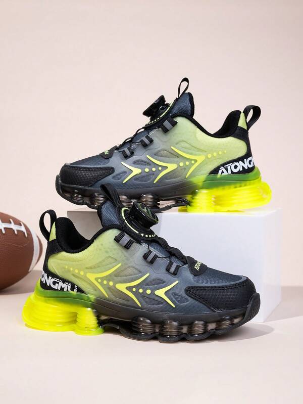 1 Pair Teenagers' Mesh Chunky Sneakers, Colorblock Upper, Double PVC Sole, Soft & Comfortable Mesh Material, Lightweight & Breathable, Adjustable Rotary Buckle, Suitable For Casual & Sports Wear Colorful Sneakers