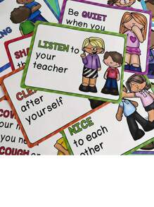 15pcs A4 Classroom Rules Posters - Preschool Classroom Rules Posters - Classroom Rules Behavior Education Posters