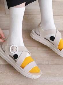 1 双女式鸭绒拼布休闲及膝袜 - 白色 - 查看 9