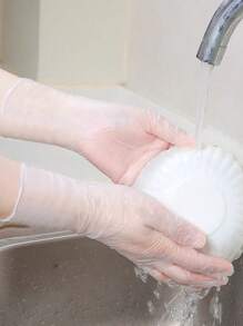 100pcs Thick Waterproof & Oil-Proof Gloves, Household & Kitchen Cleaning Protection Latex Rubber Nitrile Disposable Gloves