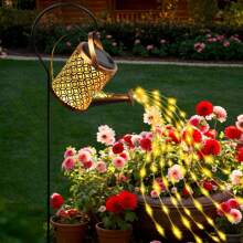 RANGDONG IP65 Waterproof New Solar Powered LED String Lights, Outdoor Camping Decor, Commercial Lighting Decoration, Outdoor Retro Metal Solar Lantern With Flowing Light, Applicable For Garden, Deck, Pathway - Bronze - View 2