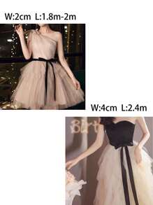 新娘腰带，时尚纯色超长腰带，配缎带蝴蝶结装饰丝带，适合婚纱、母亲节礼物、派对礼物、生日礼物、万圣节角色扮演、圣诞节等 - 粉色 - 查看 4