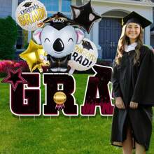 2025 Graduation Theme Aluminum Foil Balloon Set, Large Stand Base Graduation Cap, Owl Graduate, Diploma, Graduation Ceremony, Campus Graduation Party Decorative Floating Helium Balloons